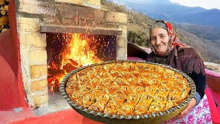 Baking Homemade Traditional Azerbaijani Baklava with Walnuts in the Village [upl. by Garrick]