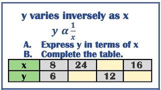 Inverse proportion table [upl. by Anerrol]