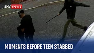 CCTV shows moment before two teenagers stabbed 16yearold Ronan Kanda to death [upl. by Ardnic]