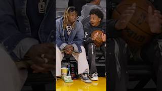 When Lil Wayne and his son Kameron were courtside at a Lakers game 🔥🎤 [upl. by Armilla]