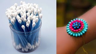 how to make rakhi using cotton buds  rakhi making  handmade rakhi tutorial [upl. by Bang501]