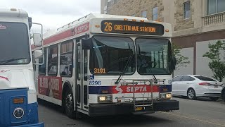 SEPTA Route 26 service to chelten station Newflyer 2009 DE40LF 8296 [upl. by Ueihtam835]