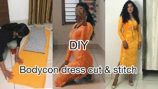 DIY  Bodycon Side Slit Dress Cutting amp Stitching  Easy Beginners Sewing 🧵 Tutorial  Rajveerpunni [upl. by Snodgrass]