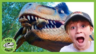 Giant Dinosaurs amp Life Size TRex Jurassic Dinosaur Park Adventure  TRex Ranch [upl. by Conover]