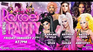 Amethyst Sugar Spice Roscoes RuPauls Drag Race Season 15 Viewing Party with Naysha Batty Kara [upl. by Alenas77]