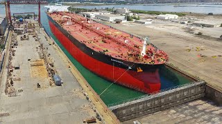 The Crazy Process of Moving World Largest Ships into Dry Docks [upl. by Liamaj]