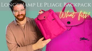 Longchamp Backpack Review  What fits Le Pliage Backpack [upl. by Nymrak]