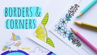 EASY BORDER amp CORNER DESIGNS FOR PROJECTS 3 💜 PROJECT WORK DESIGNS💜 How to DRAW a cute UNICORN [upl. by Castora110]