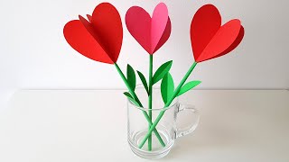 ЦветокСердечко из бумаги Поделки на 8 Марта 14 февраля ПОДАРОК МАМЕ DIY Paper Heart Flower Craft [upl. by Alpers]