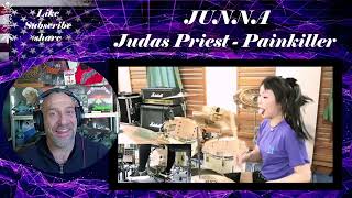 【 JUNNA 】Painkiller  Judas Priest  Drum cover  Reaction with Rollen Edited for YouTube [upl. by Ymme800]