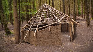 Building a Roundhouse by Hand Celtic Roundhouse  Bushcraft Camp PART 7 [upl. by Mulry]