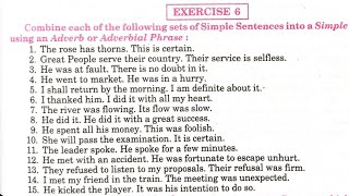 Adverb or adverbial phrase solved exercise  synthesis class 12 up board exercise 6  synthesis 12 [upl. by Atinnor]