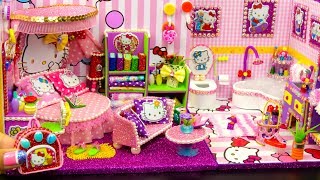 DIY Miniature Hello Kitty Dollhouse  Bedroom and Bathroom [upl. by Kela]