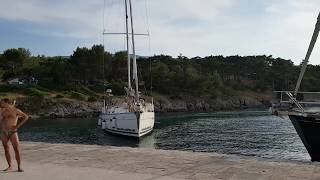 Boat Fail Yacht crashes while berthing in Osor Croatia [upl. by Aikym]