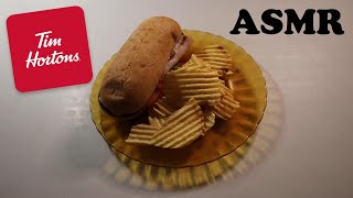 TIM HORTONS TURKEY BACON CLUB amp RIPPLE CUT POTATO CHIPS ASMR MUKBANG [upl. by Seagraves687]