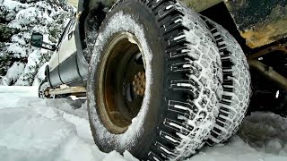 Snow Test Challenge BF Goodrich Commercial Traction Tires 23585R16 on Duramax Dually [upl. by Ellerred917]