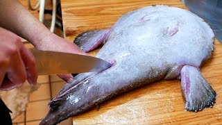 Japanese Street Food  MONKFISH ANGLER FISH Sashimi Okinawa Seafood Japan [upl. by Melleta]