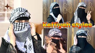 How to wear keffiyeh on hijabniqab✨ shemagh tutorials in different styles😍Arabic scarf styles [upl. by Kristen]