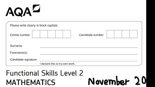 Functional Skills Maths L2 Nov2021 AQA [upl. by Gilmore]