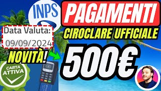 ULTIM’ORA INPS🔴PAGAMENTI SETTEMBRE✅CIRCOLARE UFFICIALE💶Nuove Date 500€⚠️NASPI [upl. by Ddahc]