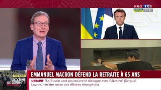 Macron défend la retraite à 65 ans [upl. by Terrab]