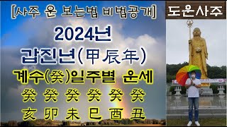 2024년 갑진甲辰년 계수癸 일간 일주별 운세계해 계묘 계미 계사 계유 계축 [upl. by Chaves]