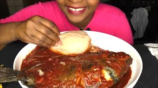 ASMR AFRICAN TILAPIA PEPPER STEWOKRA amp FUFUAFRICAN FOOD MUKBANGDelicious [upl. by Ro]