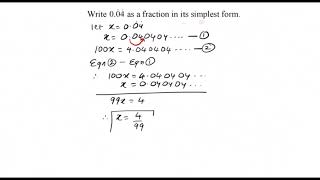 Decimals  Recurring Decimal to fraction IGCSE GCSE Maths 0580 [upl. by Cahan]