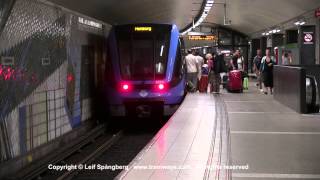 SL Tunnelbana tåg  Metro trains at TCentralen station part I Stockholm Sweden [upl. by Leahci]