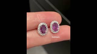 267ctw Oval Cut Pink Sapphire Stud Earrings [upl. by Neros897]