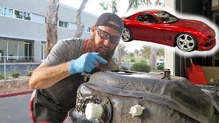 RESTORING THE FD RX7s RUSTY GAS TANK POR15 process with Mickey Andrade [upl. by Acilef838]