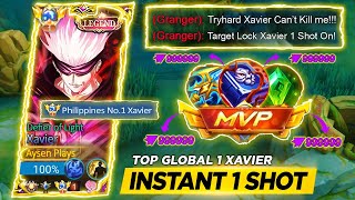 NEW XAVIER ONE SHOT COMBO  GLOBAL XAVIER BEST BUILD amp EMBELM FOR SOLO RANK 😱  MLBB [upl. by Knowles]