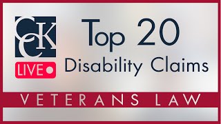 Top 20 VA Disability Claims [upl. by Atteve]