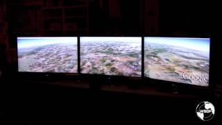 ATI EyeFinity Launch Event  Google Earth on 3 Panels [upl. by Donegan]