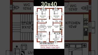 30×40 4bedroom house design 1200sqftghar ka naksha short [upl. by Amitak71]