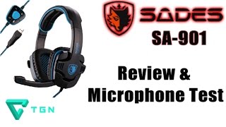 Sades SA901 PC USB Gaming Headset Review amp Microphone Test  Sound Recoding Settings [upl. by Neenahs18]