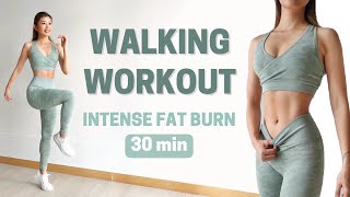 30 MIN WALKING CARDIO WORKOUT  Intense Full Body Fat Burn at Home  Emi [upl. by Nile]