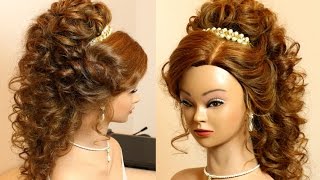 Curly bridal hairstyle for long hair tutorial [upl. by Eissej]