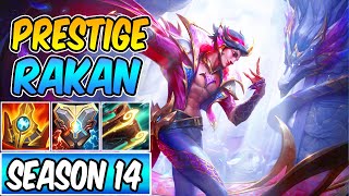 SEASON 14 PRESTIGE RAKAN SUPPORT GAMEPLAY  DRAGONMANCER RAKAN  Build amp Runes  League of Legends [upl. by Giacomo825]