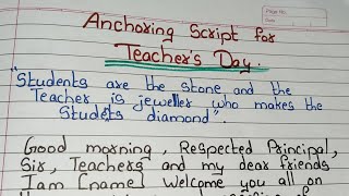 Anchoring Script for Teachers DayTeachers day anchoring scriptAnchoring script teacher day program [upl. by Ahseken]