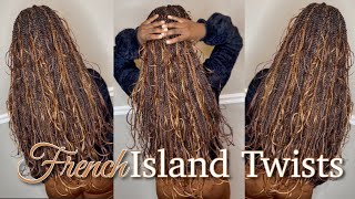 French Island Twist Hair Details amp Tutorial  Boho Twists [upl. by Ammadas]