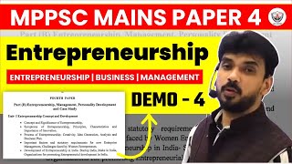 MPPSC Entrepreneurship Demo Class 4  Paper 4 amp Constitution MPPSC Mains English Medium [upl. by Yesdnil44]