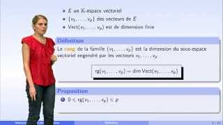 Matrices et applications linéaires  partie 1  rang dune famille de vecteurs [upl. by Eseryt812]