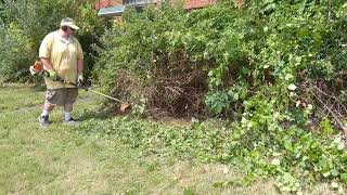 Chain brush cutter in action dirtandstonelandscaping [upl. by Anivlem]