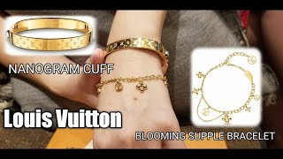 Blooming Supple Bracelet M64858 and Nanogram Cuff M00251 LouisVuitton [upl. by Ellerred]