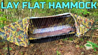 High Winds amp Rain First FLAT LAY Hammock Overnighter  Night Cat Outdoors Hammock [upl. by Ynnub]