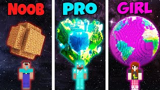 Minecraft PLANET HOUSE BUILD CHALLENGE  NOOB vs PRO vs GIRL in Minecraft [upl. by Zed]