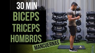 Rutina de Brazos en Casa intensa🔥 Ejercicios con Mancuernas para Hombros Biceps y Tríceps [upl. by Ekeiram]