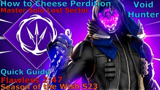 How to Cheese Perdition Master Lost Sector Void Hunter Solo Flawless Mastery 247 FAST Easy Guide [upl. by Oniratac]