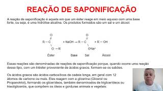 REAÇÕES ORGÂNICAS DE SAPONIFICAÇÃO [upl. by Hardwick]